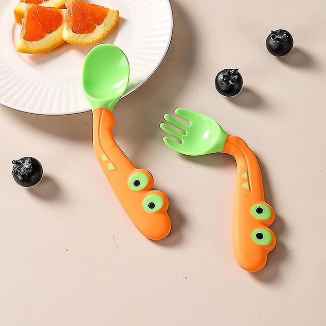 Lot de 2 (vert orange) cuillres d'entranement douces pour bb, cuillres mignonnes en silicone pour bb avec fonction pliable, faciles tenir, parfai on Productcaster.