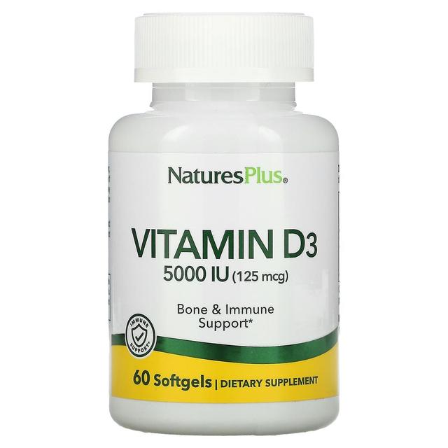 Nature's Plus NaturesPlus, Vitamin D3, 125 mcg (5,000 IU), 60 Softgels on Productcaster.