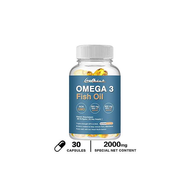 Vorallme Omega 3 fiskolja komplettera med essentiell fettsyra kombination av Epa och DHA, trippel styrka vilda fiskolja kapslar 30 Capsules on Productcaster.