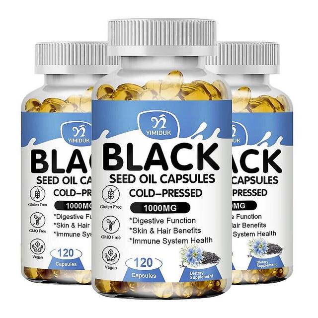 Eccpp Premium Black Seed Oil Capsules - For Hair & Skin Health, Respiratory Health, Digestive Health And Joint Health 3 Bottles 60 pcs on Productcaster.