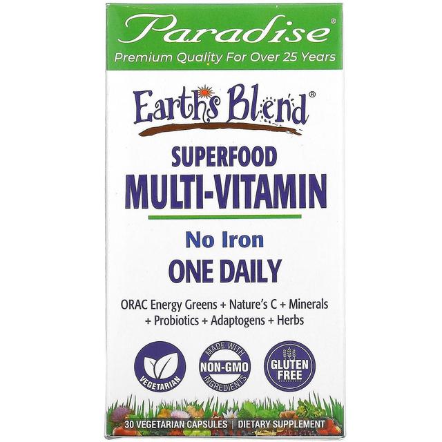 Paradise Herbs, Earth's Blend, ein tägliches Superfood Multivitamin, ohne Eisen, 30 vegetarische Kapseln on Productcaster.