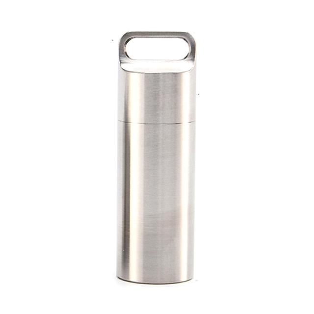 Mini Stainless Steel Sealed Capsule Waterproof Pill Box For Camping First Aid Pendant - Kaesi S on Productcaster.