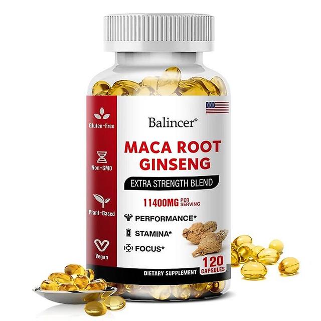 Visgaler Ginseng + Maca 11400mg, Enhance Mood, Desire, Physical Strength, Endurance, Male Kidney Energy Supplement 120count-1 bottle on Productcaster.