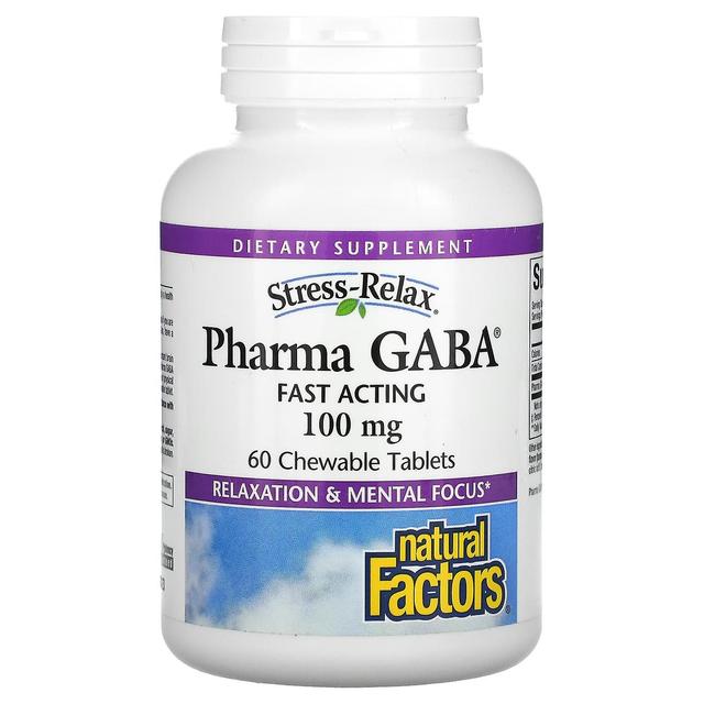 Natural Factors, Stress-Relax, Pharma GABA, 100 mg, 60 Chewable Tablets on Productcaster.