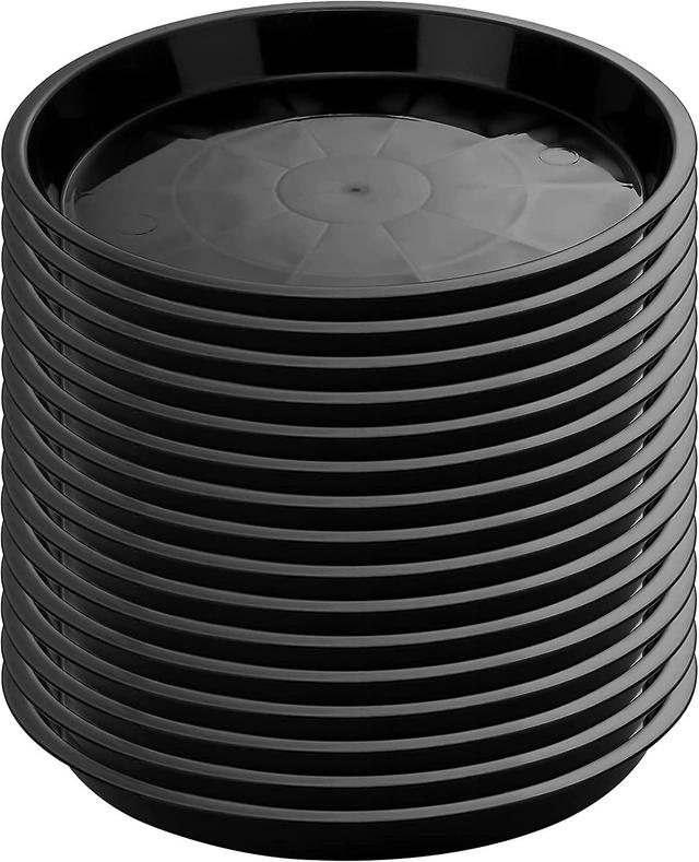 Hgbd-16 Pieces Plant Dish Plastic Plant Tray Round Thick Plant Pot Saucers Sturdy Flower Pot Saucer Black Drip Trays For Plants For Indoor And Outdoor on Productcaster.