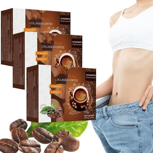 Coffee Collagen, Instant Collagen Coffee Powder Supports Energy, Collagen Coffee Supplement Instant Coffee Mix Metabolism Booster 3pcs - 300g on Productcaster.