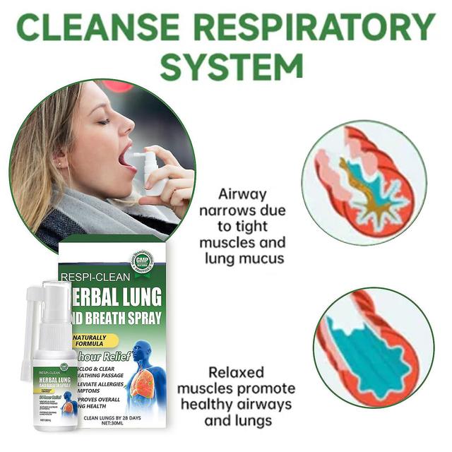 Lung Cleanse Spray, Lung Health Herbal Supplement Mist, Herbal Lung & Breath Spray For Lung Cleansing & Respiratory Support 5pcs - 150ml on Productcaster.