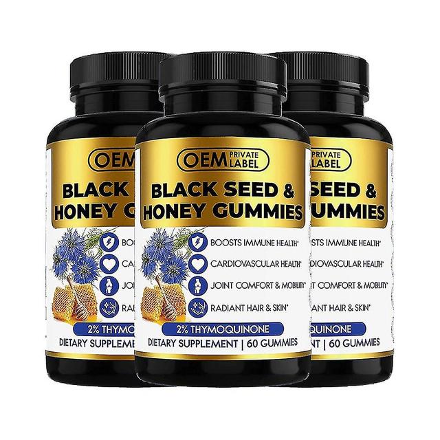 3 Peças de Óleo de Semente Preta & Gummies de Mel Cru Aumentar a Imunidade & Cabelo Radiante & Suplemento Dietético da Pele on Productcaster.