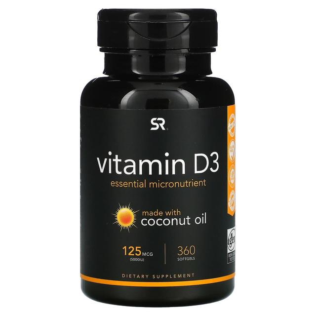 Sports Research, Vitamin D3, 125 mcg (5,000 IU), 360 Softgels on Productcaster.