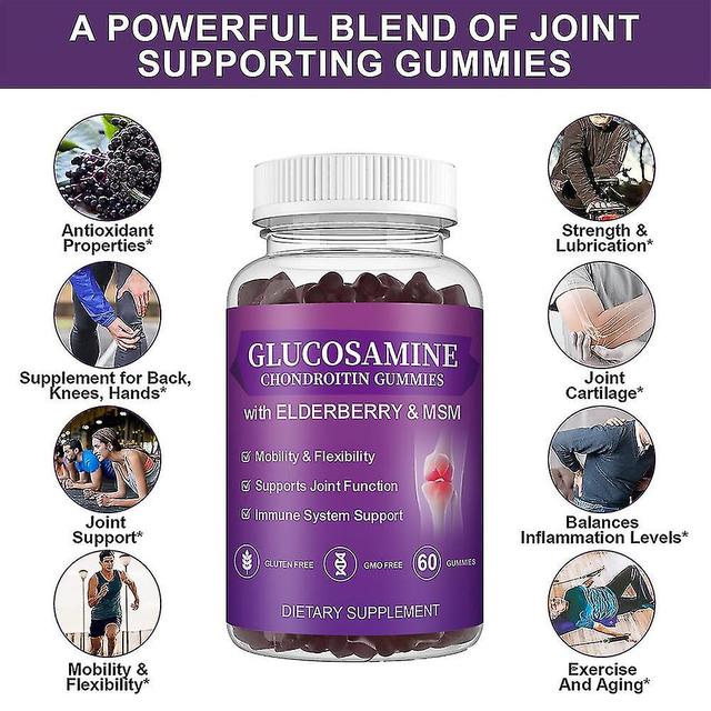 Glucosamine Chondroitin Gummies - 1500 Mg Extra Strength Joint Support Gummies With Msm & Elderberry For Natural Joint Support, Antioxidant Immune ... on Productcaster.