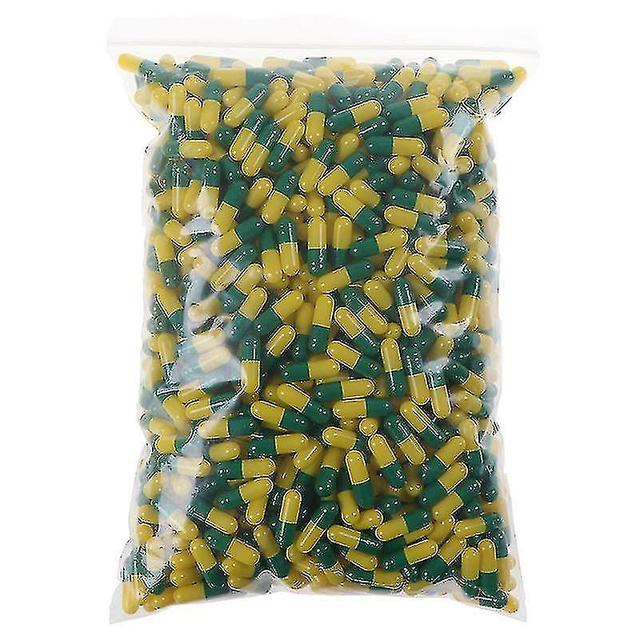 Ssmi 1000pcs Empty Hard Vacant Gelatin Capsule Size 0# Gel Medicine Pill Vitamin Green Yellow on Productcaster.