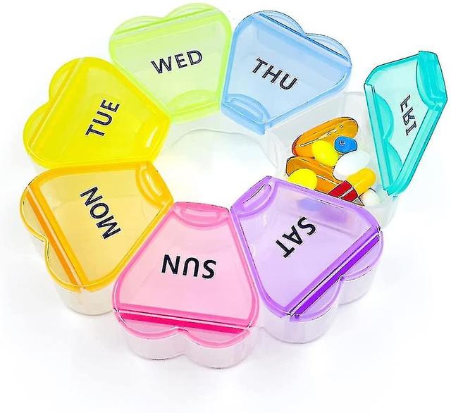 Weekly Pill Box Organiser Portable Travel Tablet Boxes 7 Day With Large Compartments For Medicine, Fish Oil, Vitamins And Supplements (white-flower) on Productcaster.