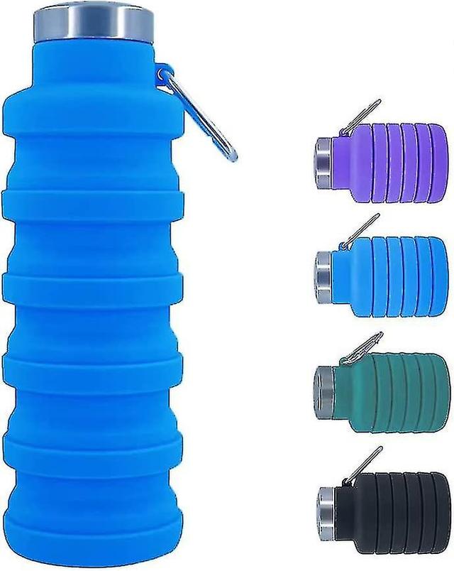 Zusammenklappbare Flaschen, 17oz Lar Silic Flasche mit Karabiner, faltbare Sportflasche für Reisen Hallo Blau on Productcaster.