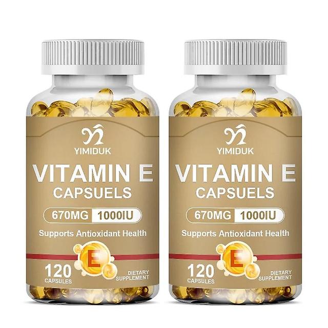 Eccpp Vitamin E Capsule Antioxidant Anti-aging Whitening Beauty Skin Improves Texture Firming Skin Delays Aging 2 Bottles 120pcs on Productcaster.