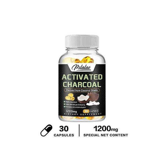 Visgaler Activated Charcoal Capsules 1,200 Mg - Contains Coconut Shell For High Absorbability To Help Relieve Gas And Bloating 30 Capsules on Productcaster.