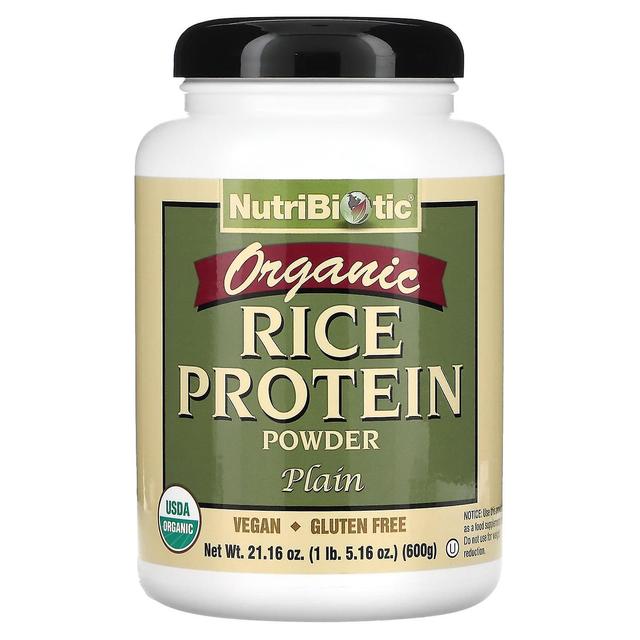 NutriBiotic, Organic Rice Protein Powder, Plain, 1 lb 5.16 oz (600 g) on Productcaster.