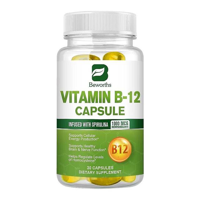 Visgaler Vitamin B12 Capsule 1000 Mcg Methyl B12 Organic Spirulina Supports Healthy Mood Energy Heart&eye Vitamin B12 Supplement 30pcs on Productcaster.