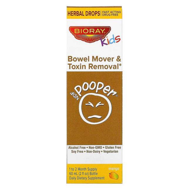 Bioray Inc. Bioray Inc., Kids, NDF Pooper, Darm Mover &Toxine Verwijdering, Mango, 2 fl oz (60 ml) on Productcaster.