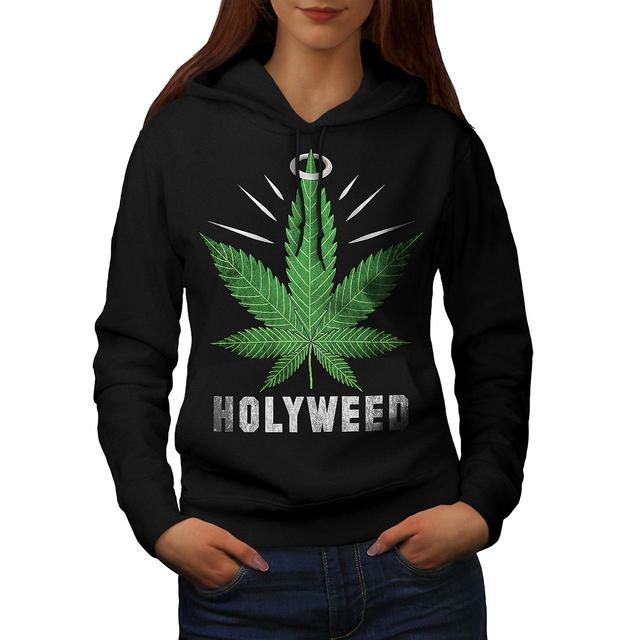 Weed Canabis Herb Women BlackHoodie | Wellcoda Black Small on Productcaster.