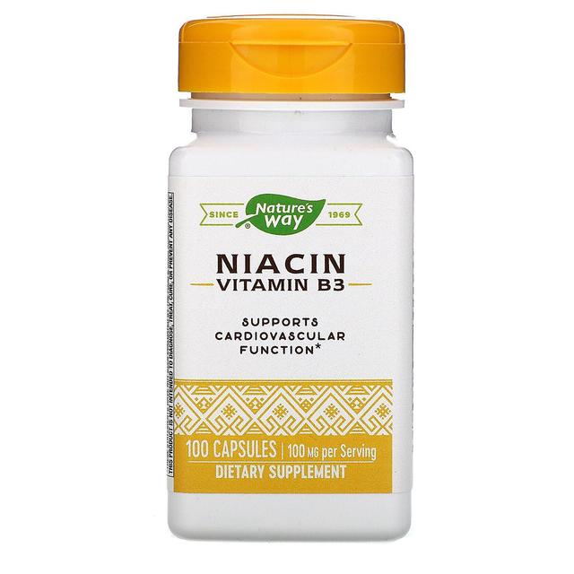 Nature's Way Naturens Vej, Niacin, Vitamin B3, 100 mg, 100 Kapsler on Productcaster.