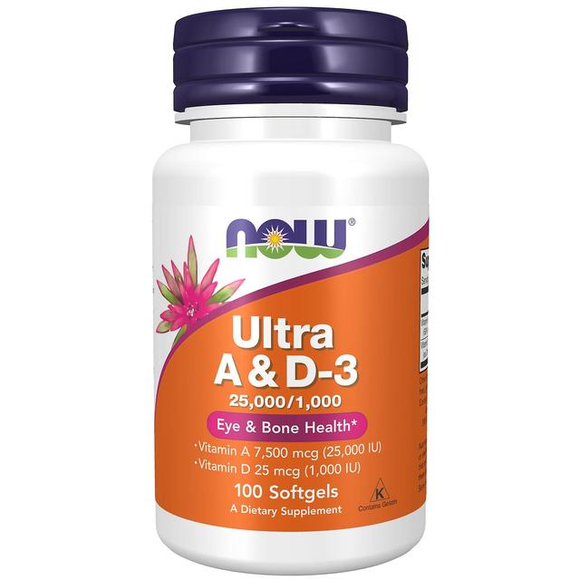 NOW Foods Vitamin A & D3 25,000/1,000 IU 100 Softgels on Productcaster.