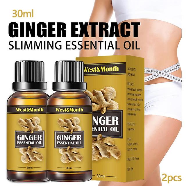 2pcs Belly Drainage Ginger Oil Body Massage Slimming Oil Lose Weight Fat Burner 30ml on Productcaster.