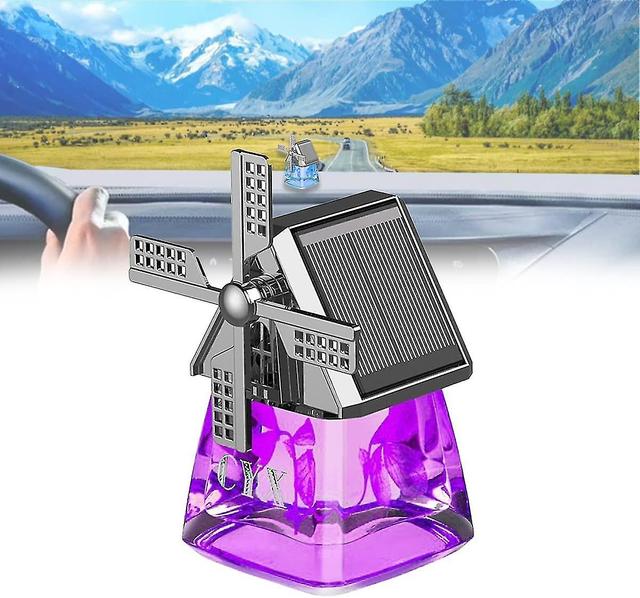 unbrand Car Air Fresheners, Solar Energy Car Fragrance Diffuser, Windmill Solar Energy Rotating Aromatherapy Car Air Freshener Purple on Productcaster.