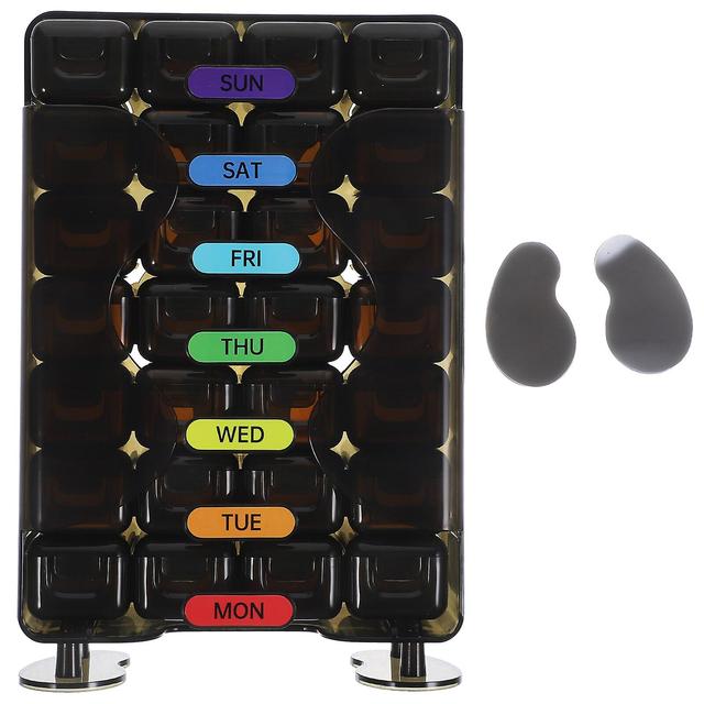 Weekly Pills Dispenser Portable Pills Case Travel Pills Holder Medicine Dispenser Weekly Pills Box Coffee 17.50X11.70X5.20CM on Productcaster.