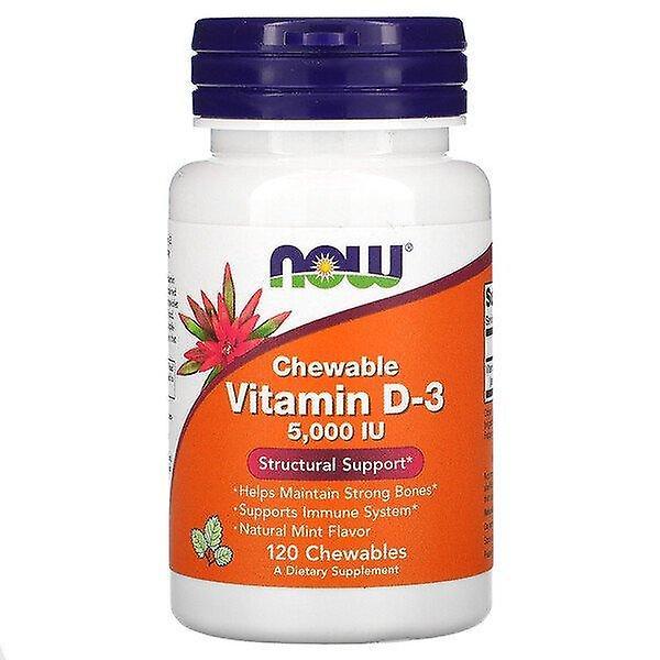 Now Foods, Chewable Vitamin D-3, Natural Mint, 5,000 IU, 120 Chewables on Productcaster.