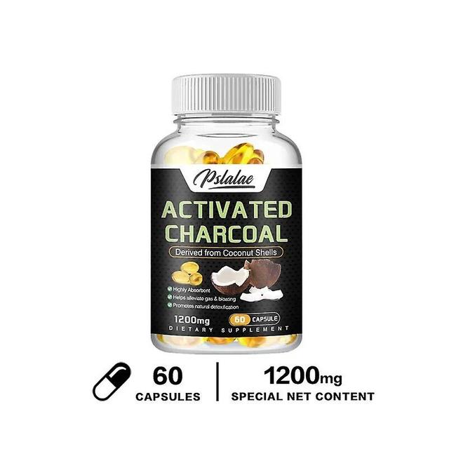 Visgaler Activated Charcoal Capsules 1,200 Mg - Contains Coconut Shell For High Absorbability To Help Relieve Gas And Bloating 60 Capsules on Productcaster.