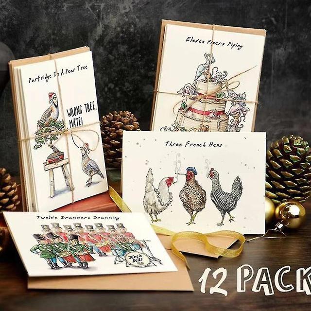 12pcs/set Christmas Gift Cards Xmas 12 Days Countdown Unique Greeting Cards Postcards With Separate on Productcaster.