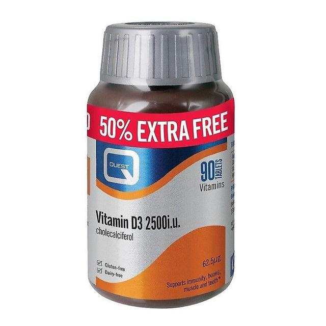 Quest Vitamins Quest vitamíny vitamín D3 2500iu Tabs 90 (P601025) on Productcaster.