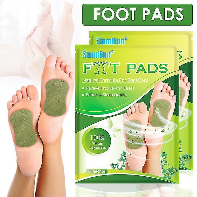 6pcs/pack Wormwood Foot Pads Chinese Traditional Old Beijing Herbal Foot Patches Improve Sleeping on Productcaster.