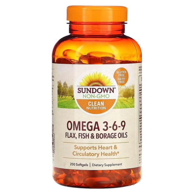 Sundown Naturals, Omega 3-6-9 Linho, Peixes e Óleos de Borragem, 200 Softgels on Productcaster.