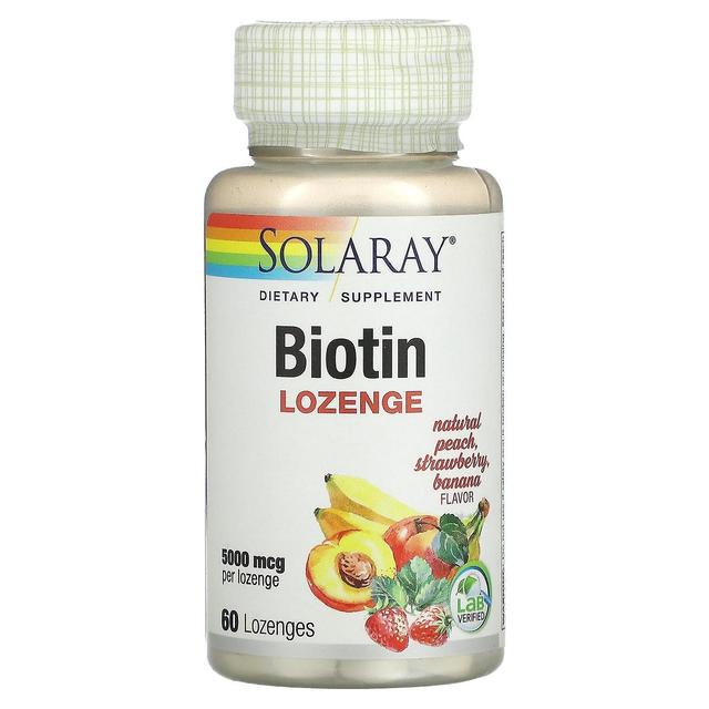 Solaray, Biotin Lozenge, Natural Peach, Strawberry, Banana, 5,000 mcg, 60 Lozenges on Productcaster.