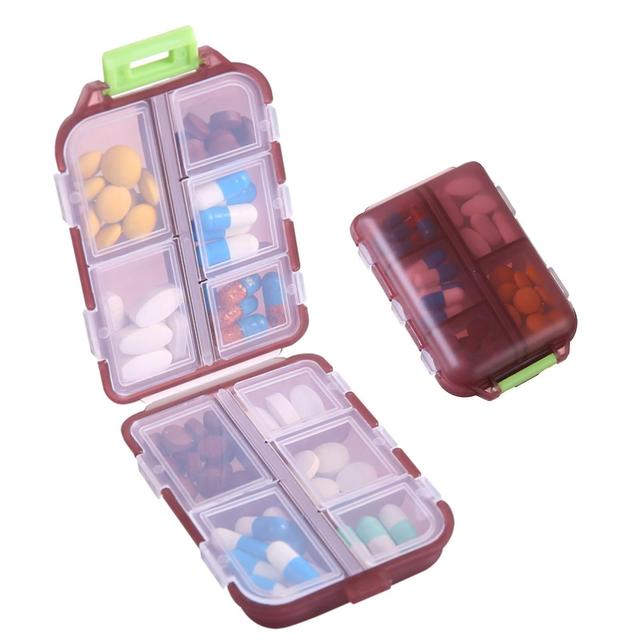 Travel Pills Organizer - 10 rum piller etui, kompakt og bærbar piller boks, perfekt til opbevaring på farten, piller holder til pung Rød on Productcaster.