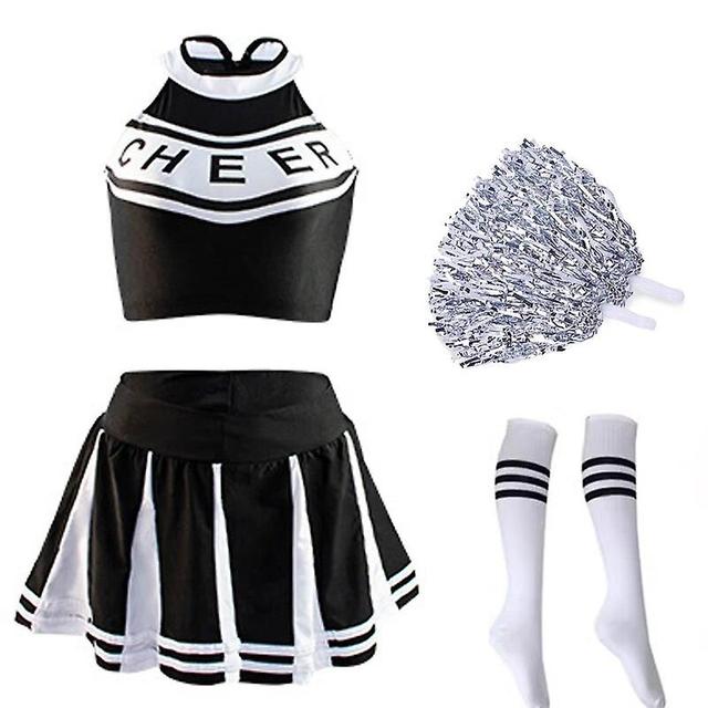 Aionyaaa Costume Classique De Pom-pom Girl Du Lyce, Uniforme De Sport Pour Tudiants, Cosplay Athltique, Robe Fantaisie De Fte De Carnaval Black Set S on Productcaster.