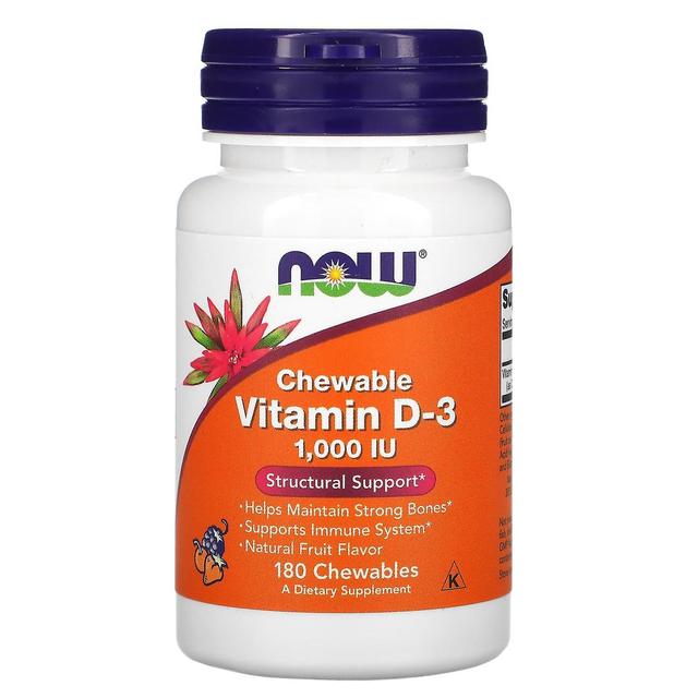 NOW Foods NU Fødevarer, Tygge Vitamin D-3, Naturlig frugt Flavor, 1.000 IE, 180 Chewables on Productcaster.