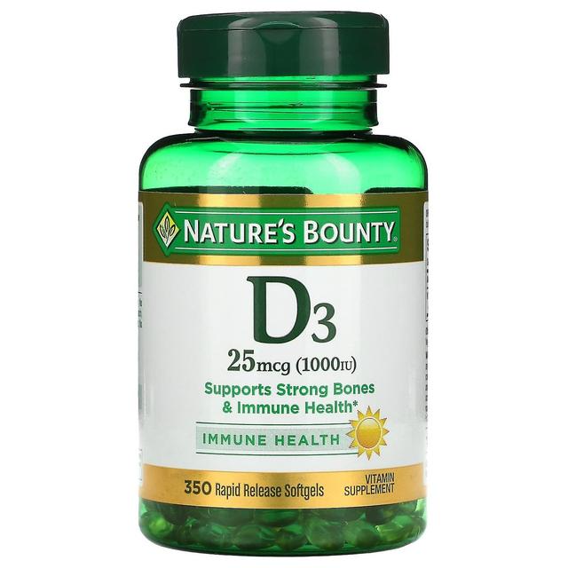 Natures Bounty Nature's Bounty, D3, 25 mcg (1,000 IU), 350 Rapid Release Softgels on Productcaster.