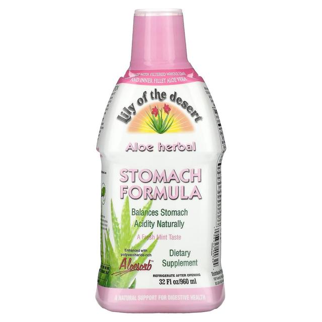 Lily Of The Desert Lírio do Deserto, Aloe Herbal, Fórmula do Estômago, Hortelã, 32 fl oz (960 ml) on Productcaster.