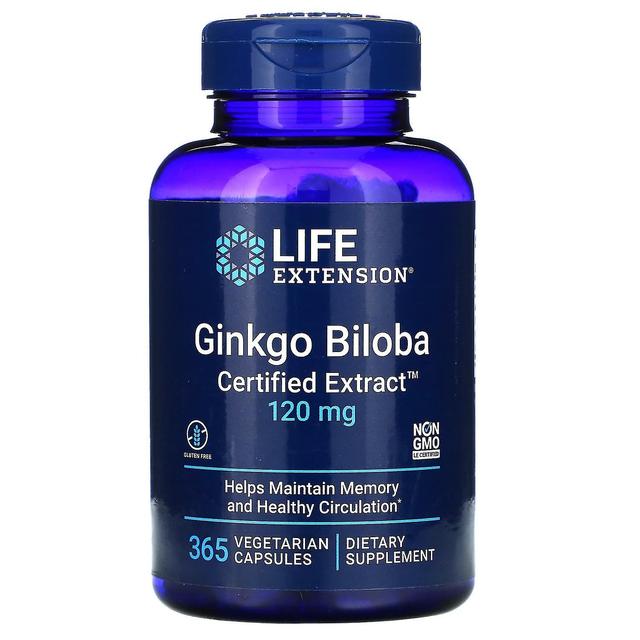 Life Extension Extensão de Vida, Ginkgo Biloba, Extrato Certificado, 120 mg, 365 Cápsulas Vegetais on Productcaster.