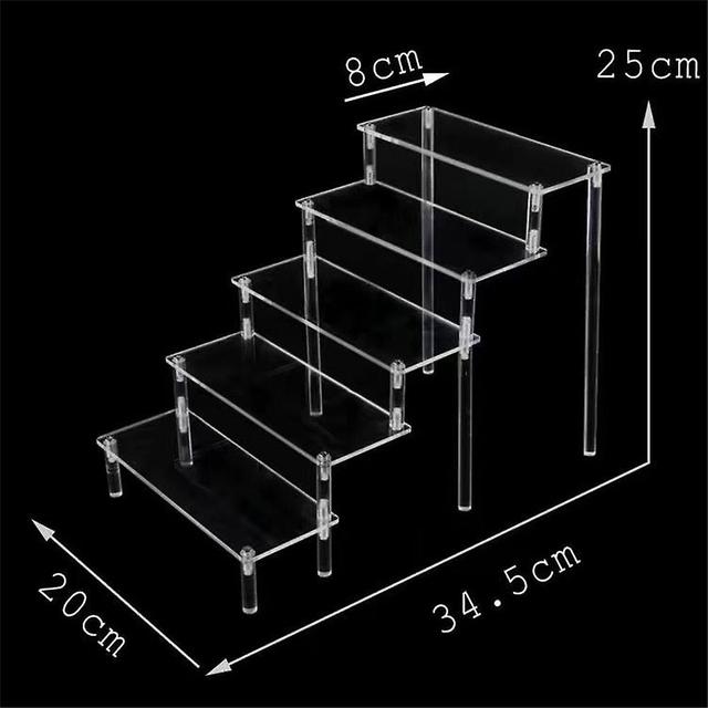 1-5 Tier akryl display stativ Holdbar displaystativ til cupcake parfume dukke gennemsigtig trapezformet blindboks opbevaringshylde 5 lag displaystativ on Productcaster.