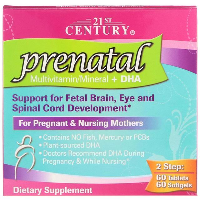 21st Century Século XXI, Multivitamínicos/Minerais Pré-Natais + DHA, 2 Garrafas, 60 Comprimidos / 60 Então on Productcaster.