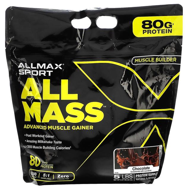 ALLMAX, Sport, All Mass, Advanced Muscle Gainer, Chocolate, 5 lbs, 2.27 kg (80 oz) on Productcaster.