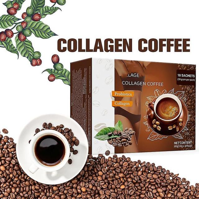 Fongwan Kollagenkaffe, snabbkaffepulver med kollagenblandning, kollagenkaffetillskottsmix stöder energi kollagenproteinkaffe 1 låda - 10st on Productcaster.