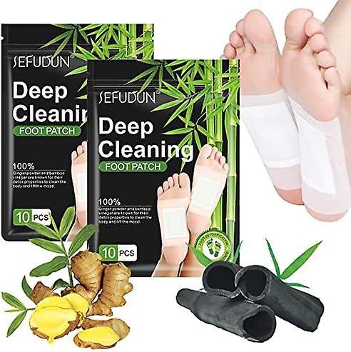 2PCS almofadas para os pés, adesivos de limpeza profunda para os pés, almofadas de pé em pó de gengibre de vinagre de bambu natural, usadas para al... on Productcaster.