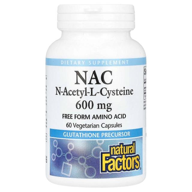 Natural Factors Prírodné faktory, NAC, N-acetyl-L-cysteín, 600 mg, 60 Vegetariánske kapsuly on Productcaster.