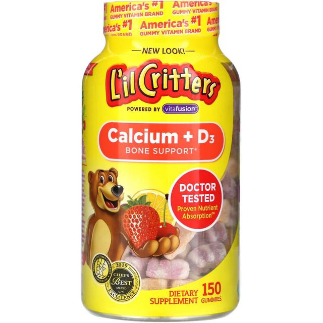 Lil Critters L'il Critters, Calcium + D3, Bone Support, Black Cherry, Orange & Strawberry Flavors, 150 Gummies on Productcaster.