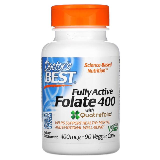 Doctor's Best, Fully Active Folate 400 with Quatrefolic, 400 mcg, 90 Veggie Caps on Productcaster.