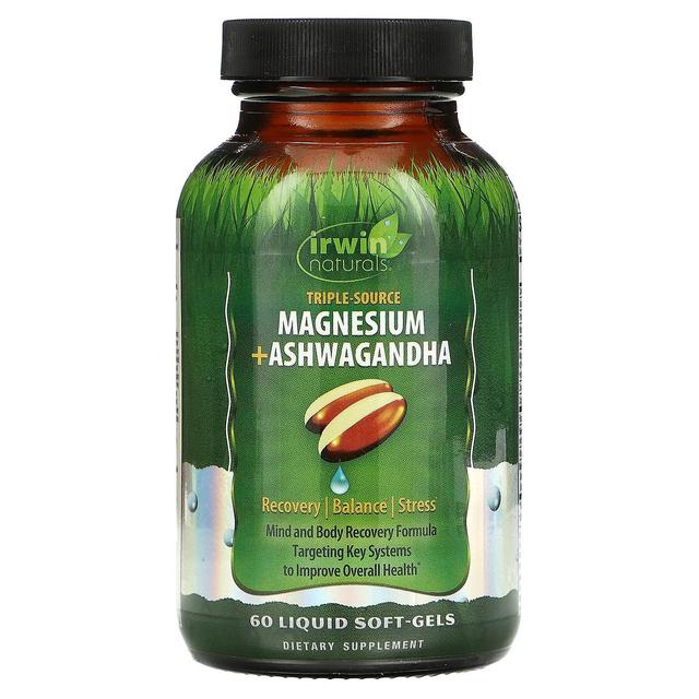 Irwin Naturals, Triple Source Magnesium + Ashwagandha, 60 Liquid Soft-Gels on Productcaster.